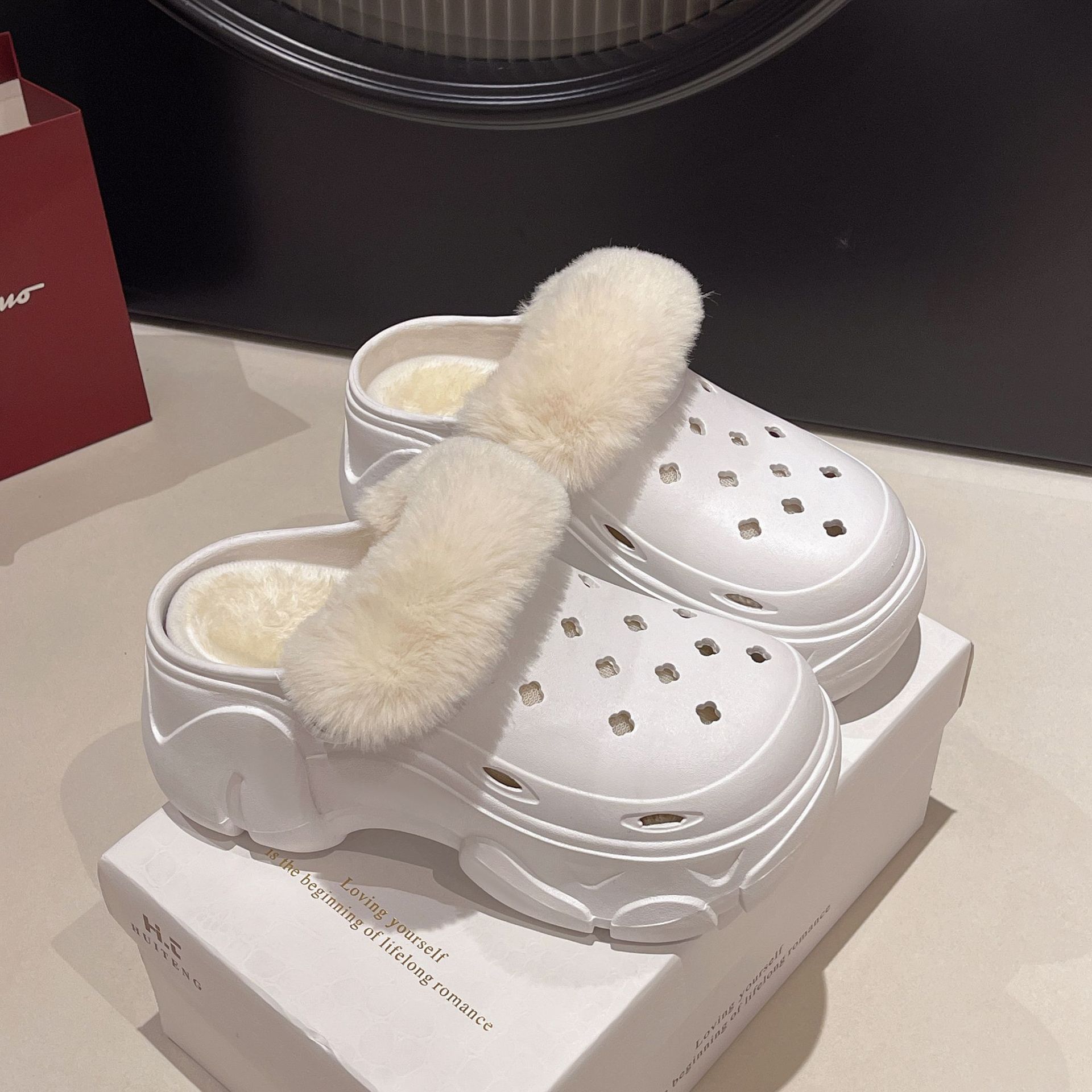 Women'S Shoes Clogs - Kadın Yüksek Topuklu Polar Astarlı Terlik