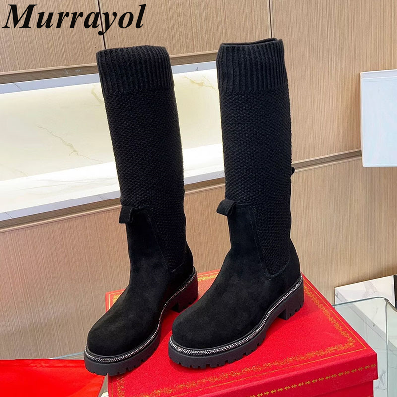 Sock Boot Women - Diz Üstü Çizmeler Sonbahar Kış Süet