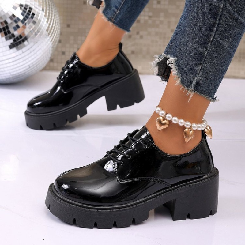 Oxford Lace Up Women - 2026 Yeni Kadın Bahar Siyah Platform