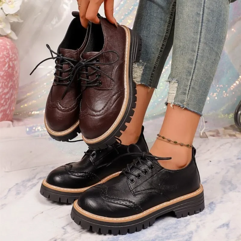 Oxford Lace Up Women - Kadın Klasik Platform Oxford Ayakkabı Dikişli