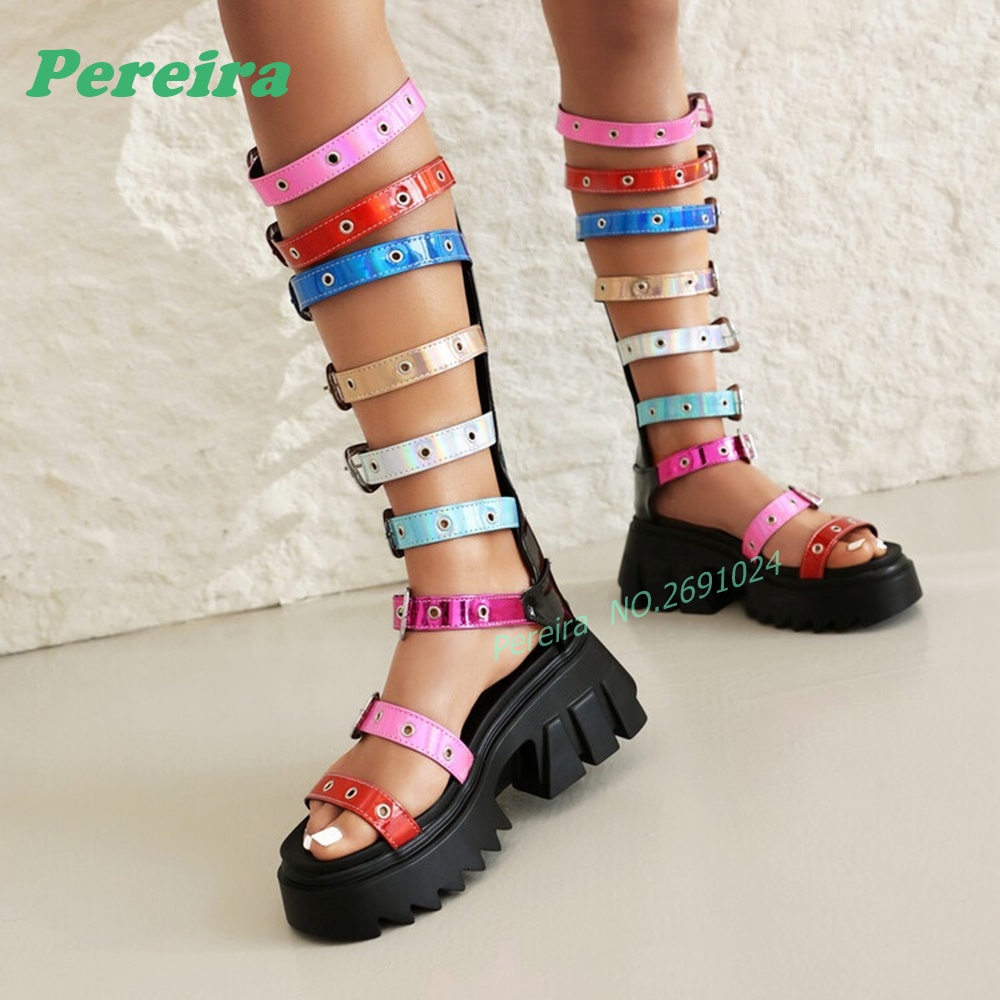 Renkli Çok Tokalı Kayışlı Diz  - Knee High Boots Women incelemesi ve fiyatı