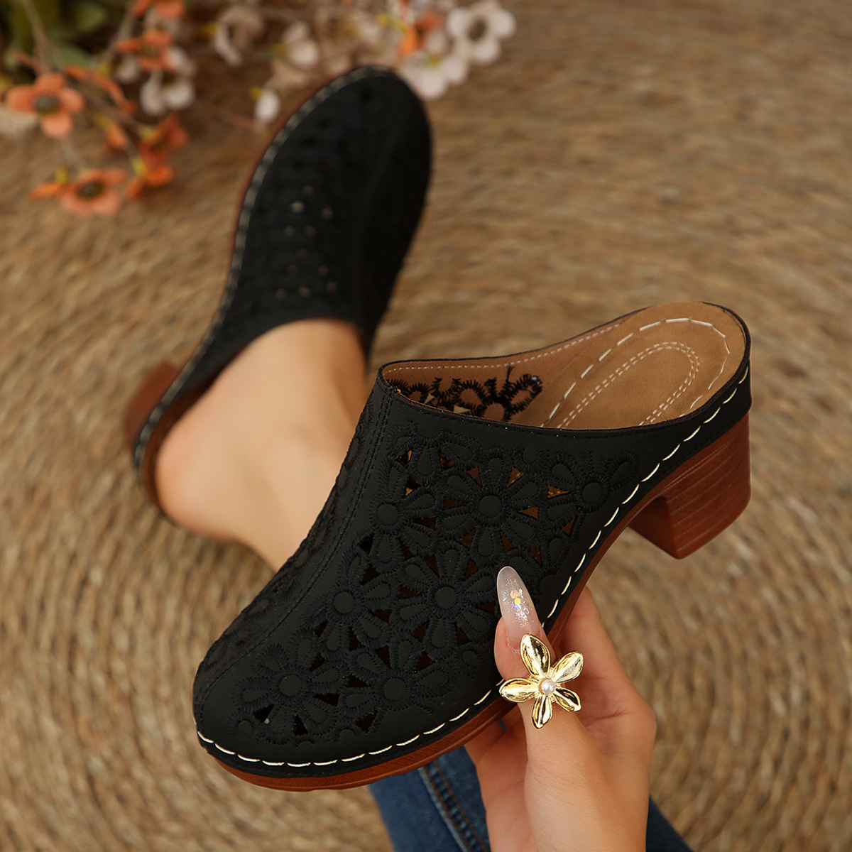 Kadın Çiçek Desenli Kesik Deta - Women'S Shoes Clogs incelemesi ve fiyatı