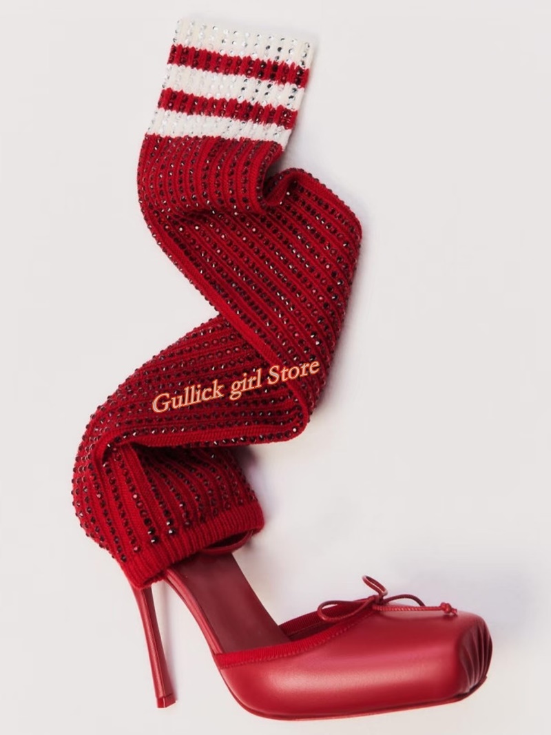 Kırmızı Örgü Kare Burunlu Botl - Sock Boot Women incelemesi ve fiyatı